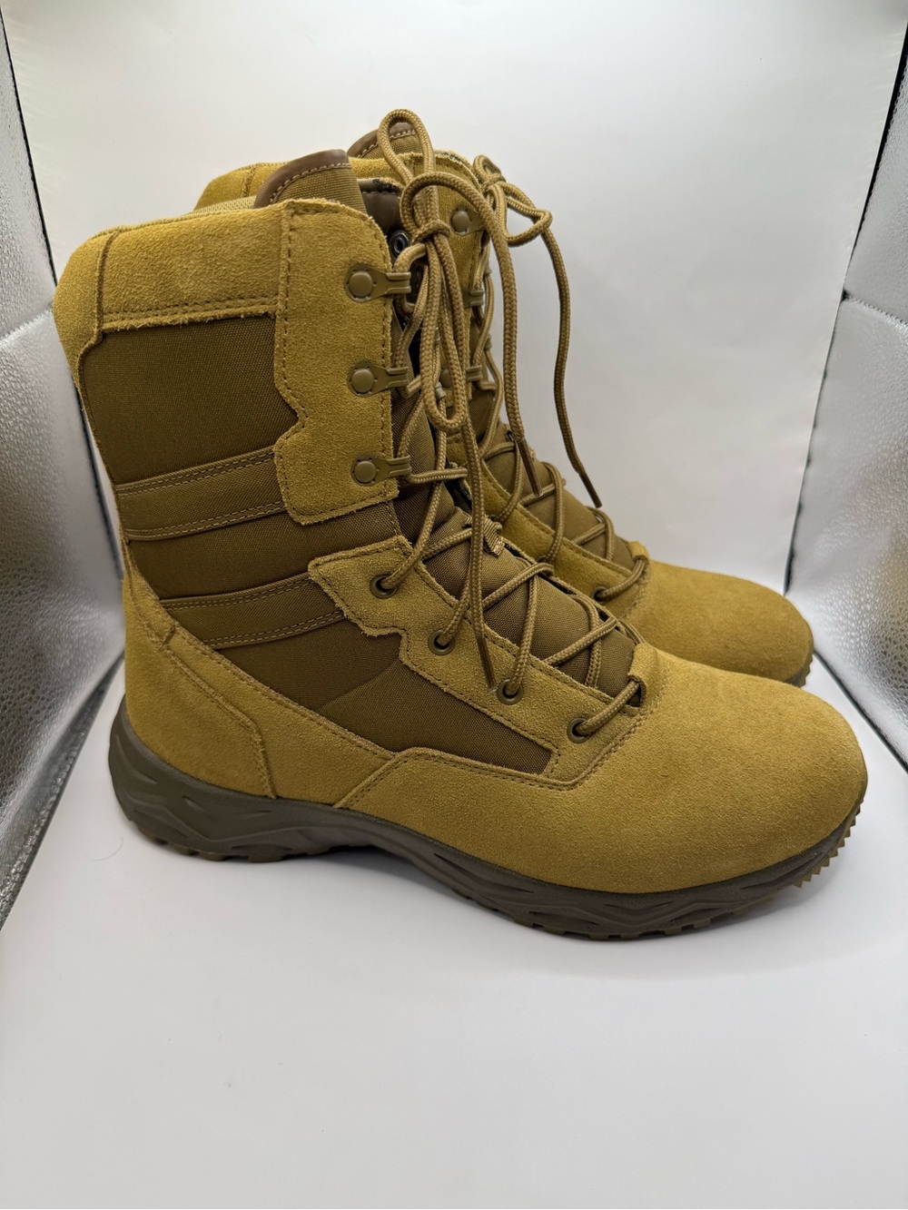 Interceptor Men's Work Military Tactical Lace-Up Leather Boots in Tan Size 10.5M